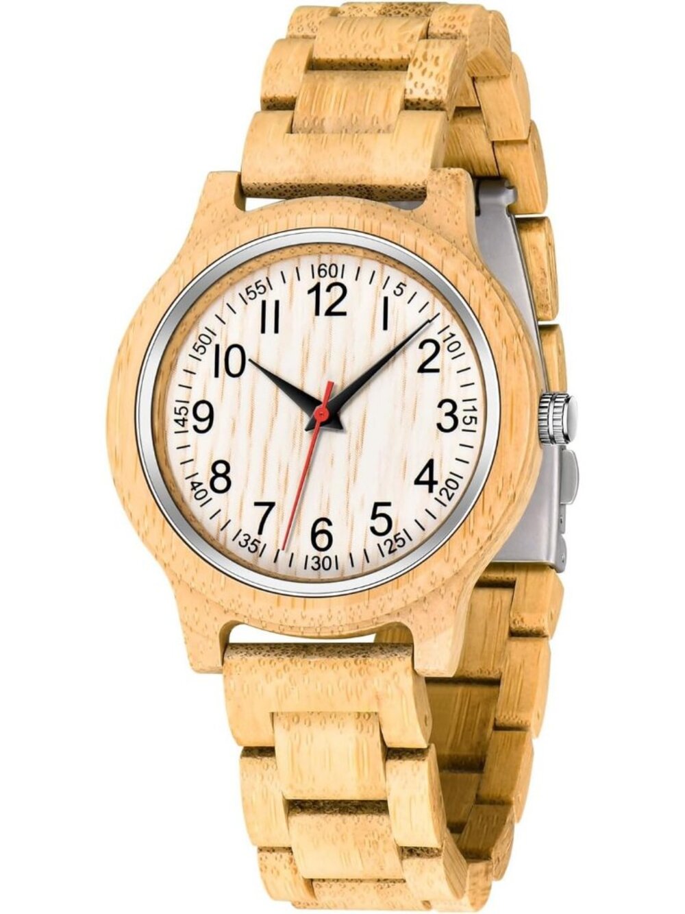Women's Cream Adjustable Strap and Lightweight Wooden Quartz Wrist Watches